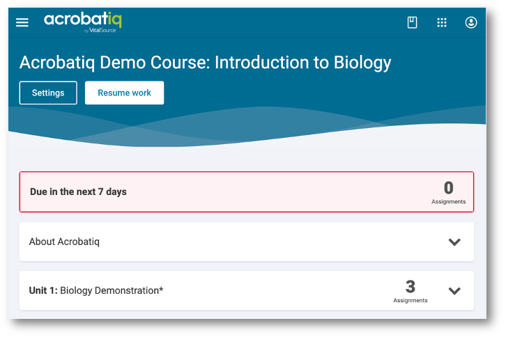 Acrobatiq interface: due date menu
