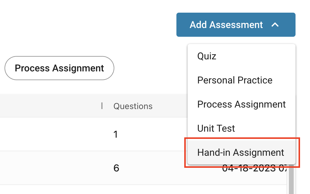 assignment hand in